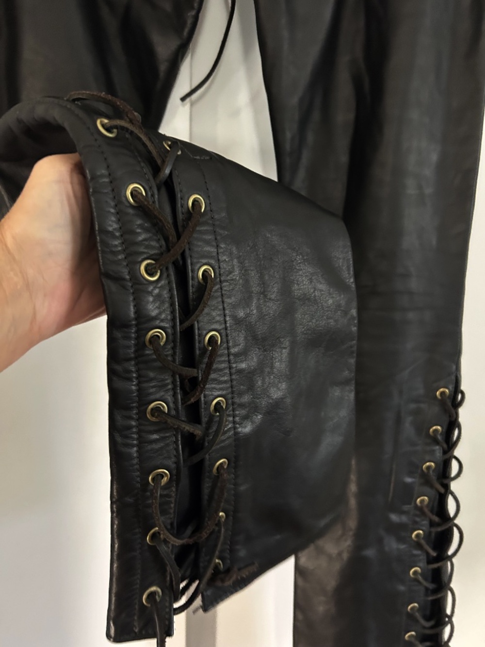 VINTAGE Agatha NYC Custom Lace up Leather Pants - Picture 13 of 16